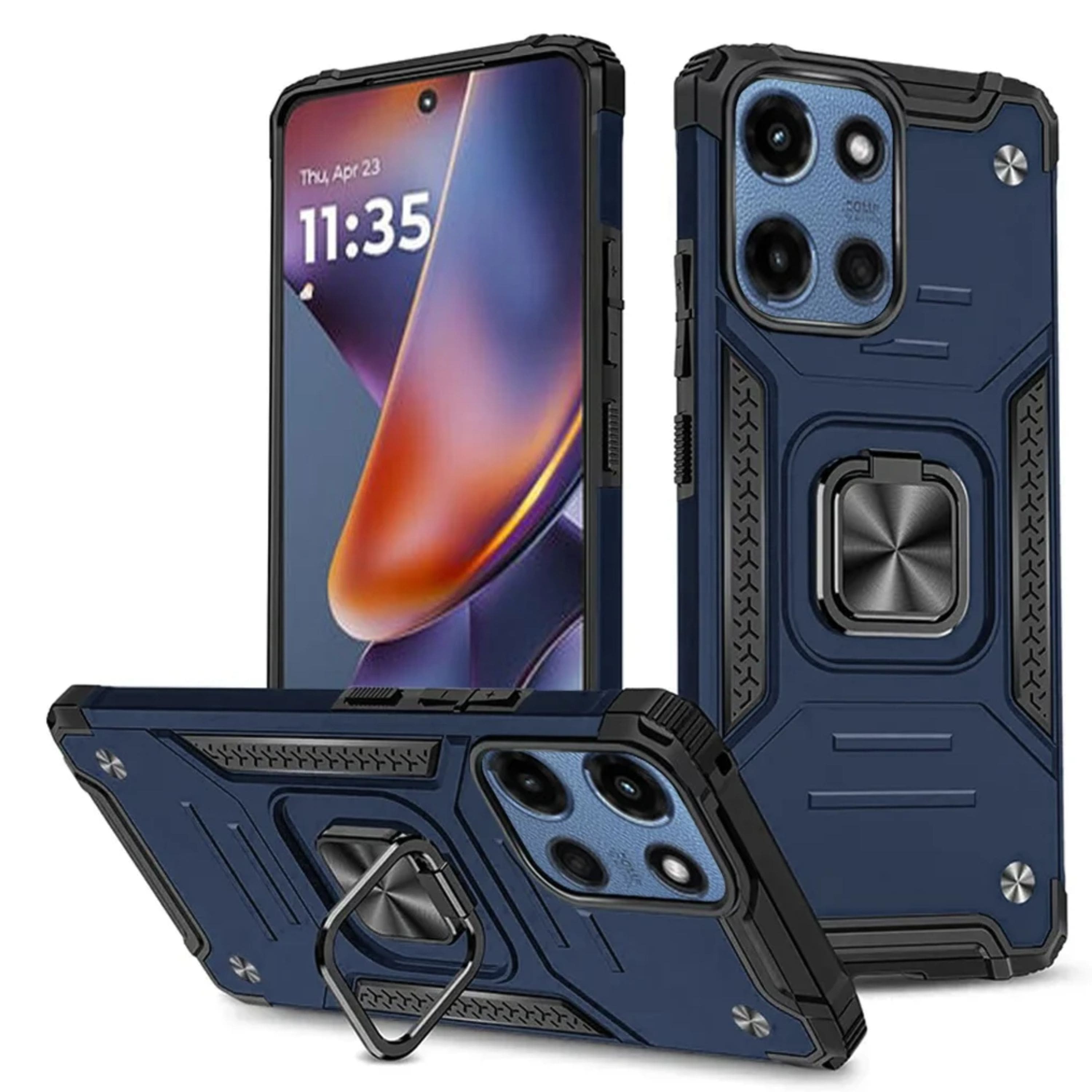 Kitcheniva - Pull-Out Kickstand Case With Tempered Glass For Moto G 2025/2026/G Play 2026 - Blue price history on PriceWatchPro