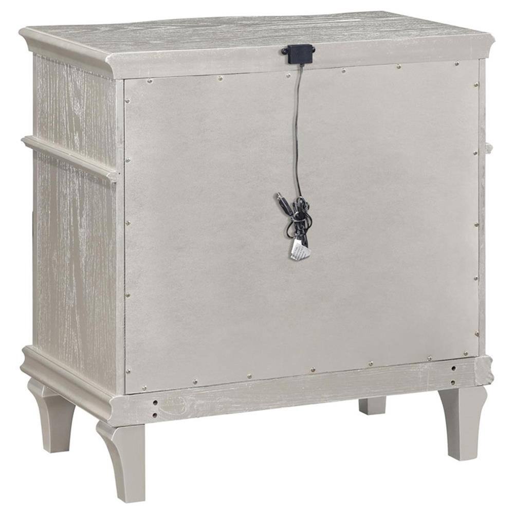 Alt View 10. Coaster Home Furnishings - Evangeline 3-drawer Nightstand - Silver.