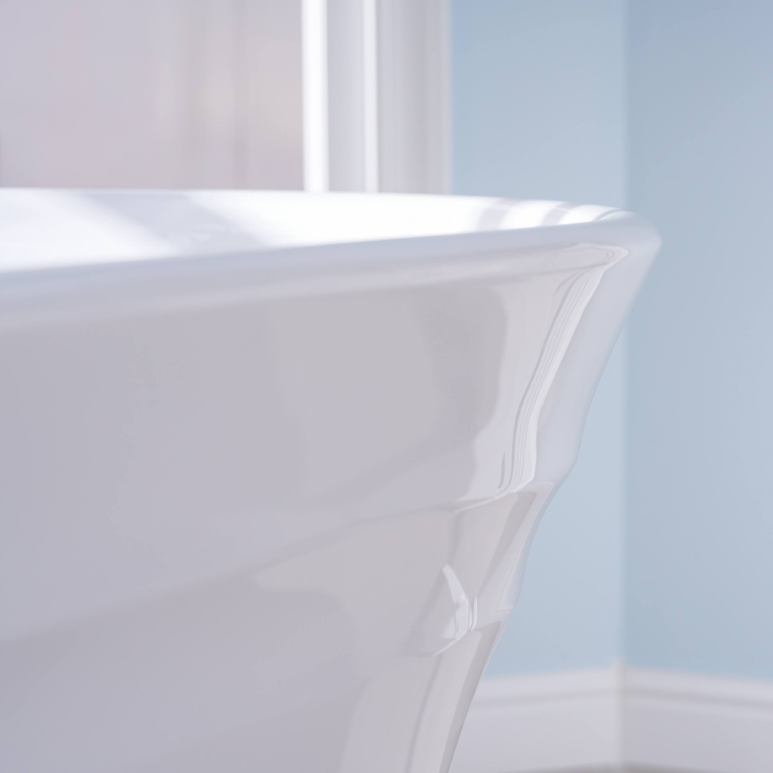 Alt View 8. WELLFOR - Elio 59 in. x 31 in. Pure Virgin Acrylic Oval Freestanding Soaking Bathtub with Drain and Overflow - White.