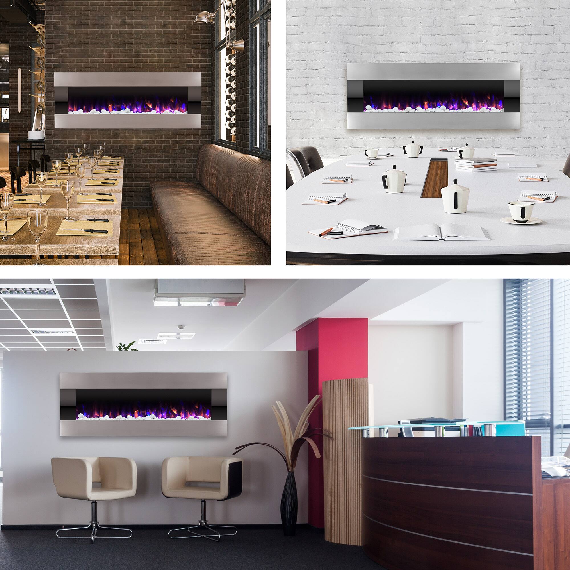 Angle. Northwest - 54-Inch Wall Electric Fireplace.