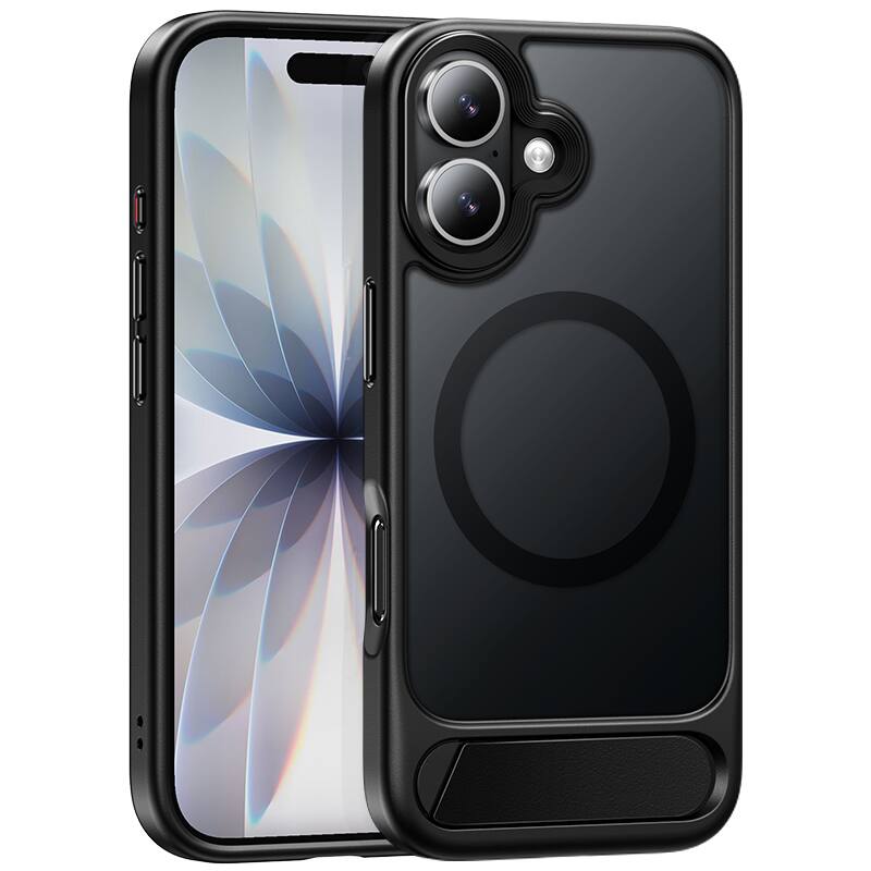 Angle. hoco. - AS12 MagSafe Case with Kickstand for Apple iPhone 17 - Black.