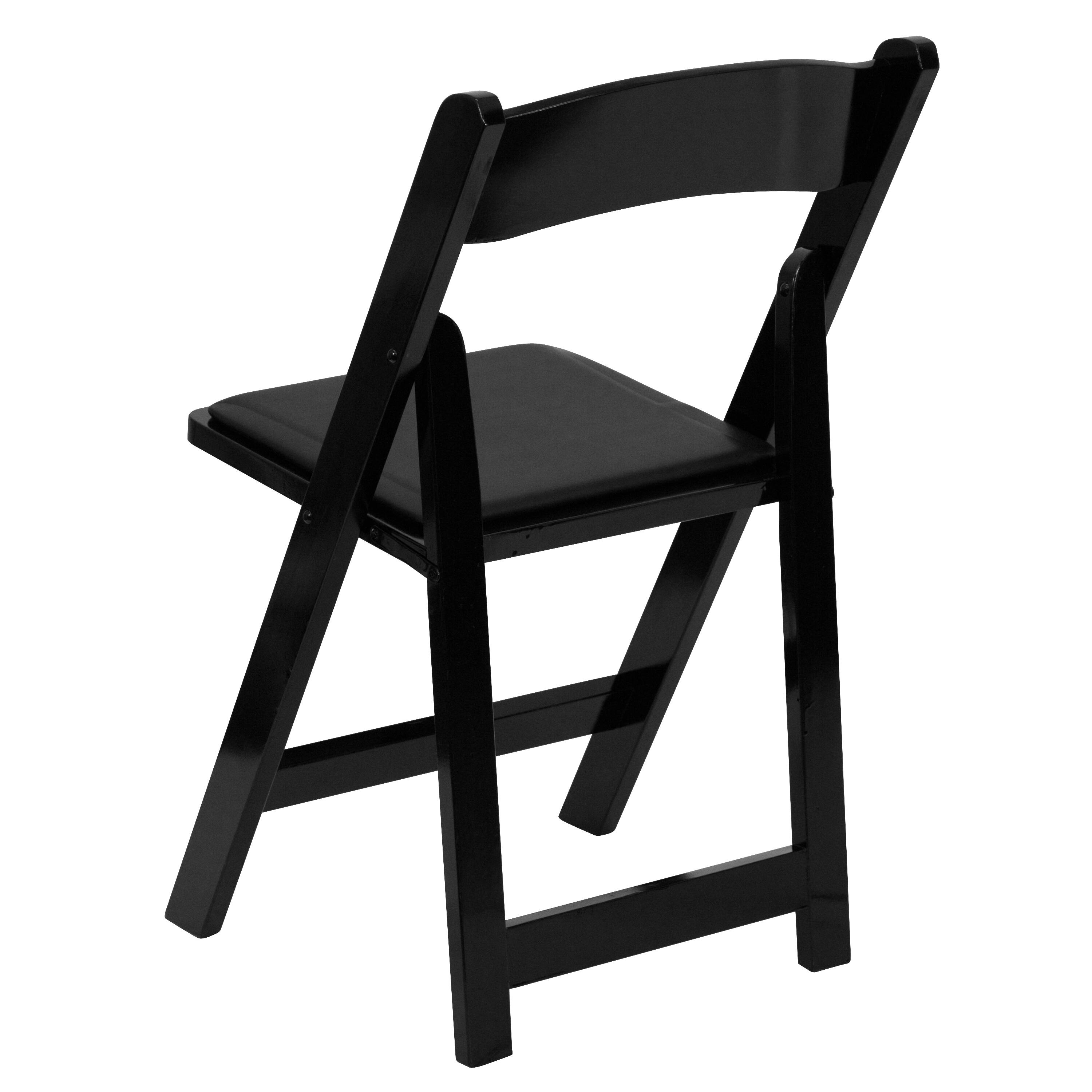Alt View 6. Emma + Oliver - 2 Pack Wedding Party Event Wood Folding Chair with Vinyl Padded Seat - Black.