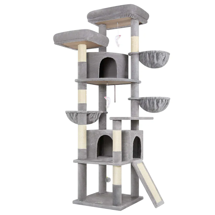 Large Cattery Globlazer 76 Inch Cat Tree for 2 3 Large Cats, Light Grey Gray - Best Buy