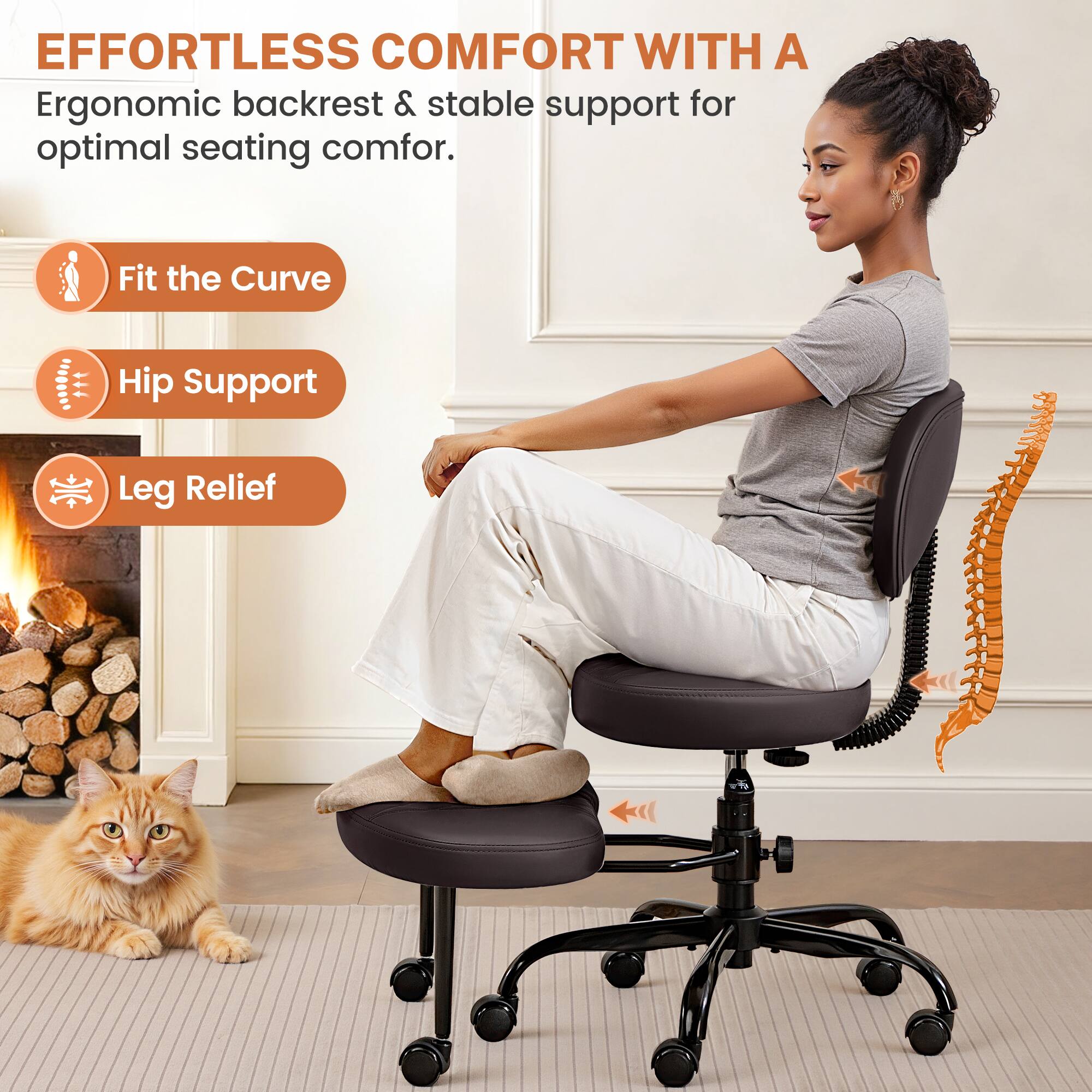 EFFORTLESS COMFORT WITH A  
Ergonomic backrest & stable support for optimal seating comfort.

- Fit the Curve
- Hip Support
- Leg Relief