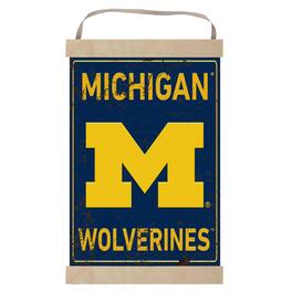 Jardine - Michigan Wolverines Faux Rust Banner Sign - Navy