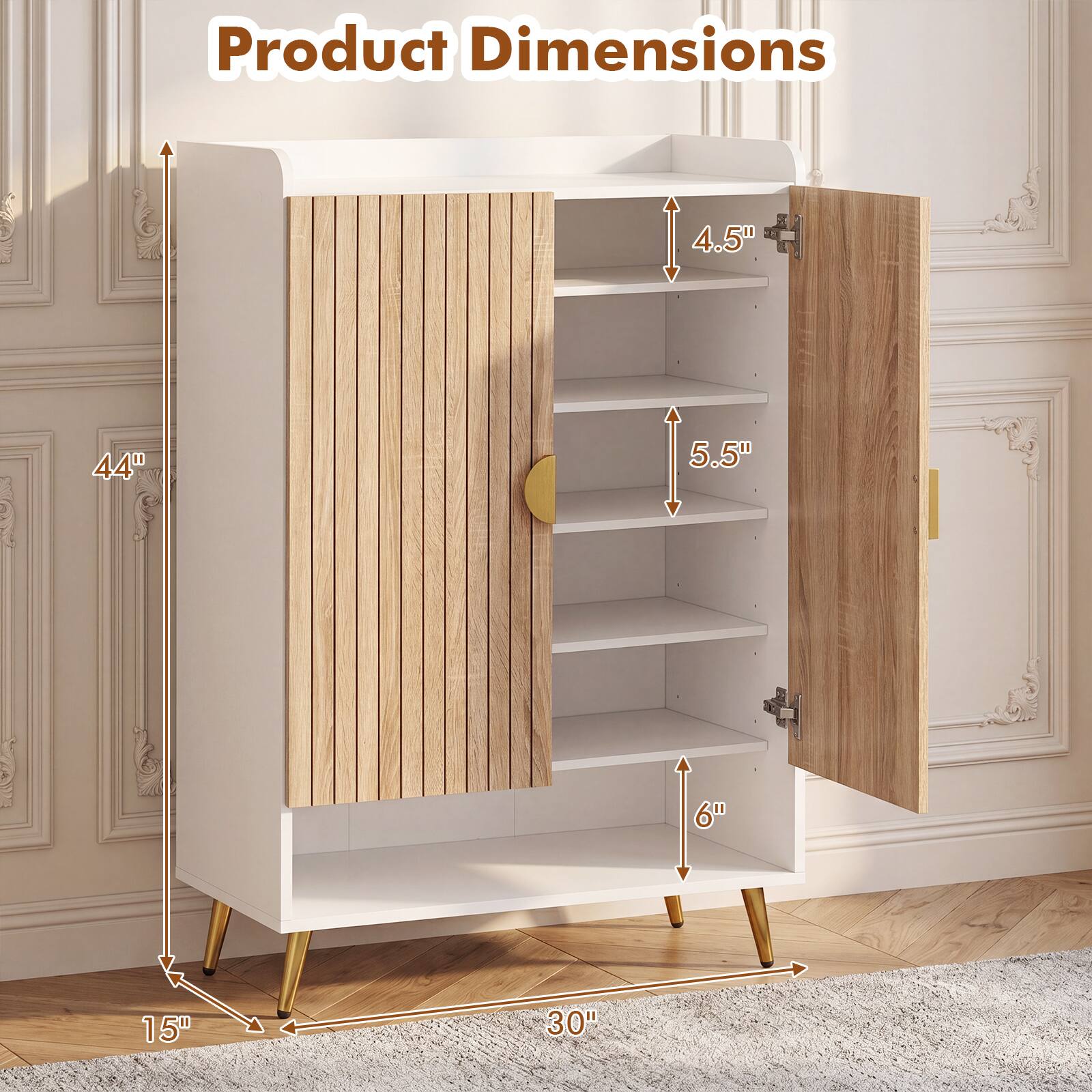 Product Dimensions: 4.5" x 44" x 5.5" x 6" x 15" x 30"