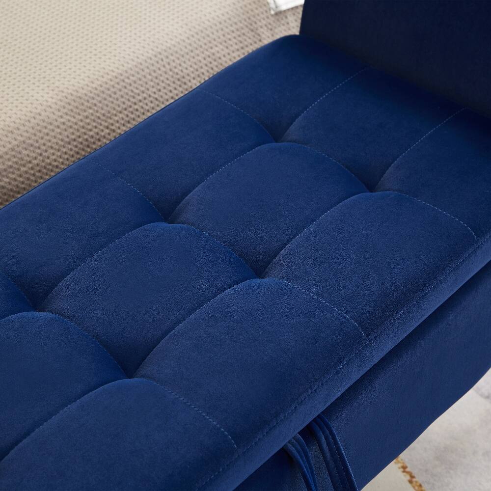 Alt View 2. Ropilly - Ropilly Tufted Velvet Storage Bench Navy Blue End of Bed Ottoman - Navy Blue.