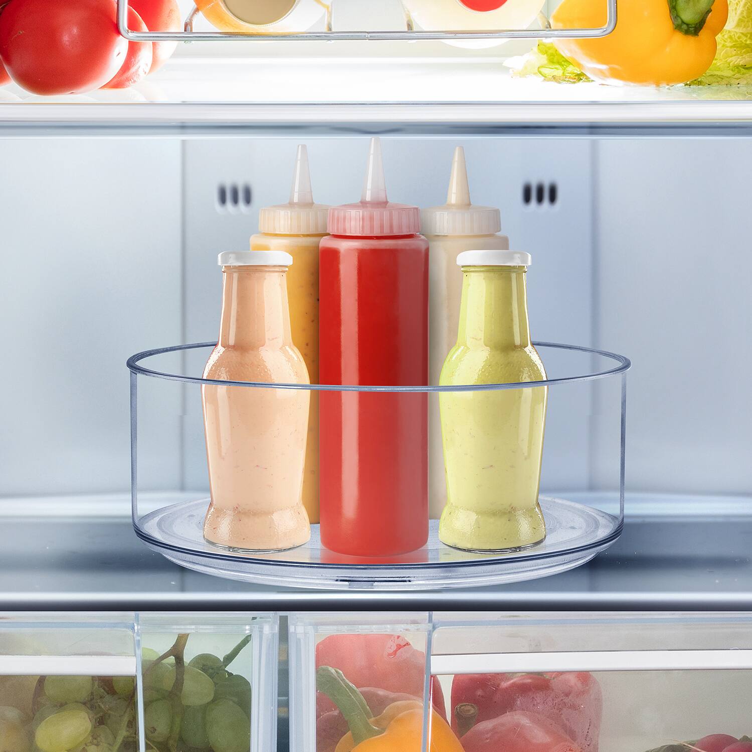 Alt View 4. Sorbus - Sorbus Lazy Susan Open Plastic Storage Bins - Round Clear Organizer Containers for Kitchen Fridge, Pantry, Cabinet - Clear.