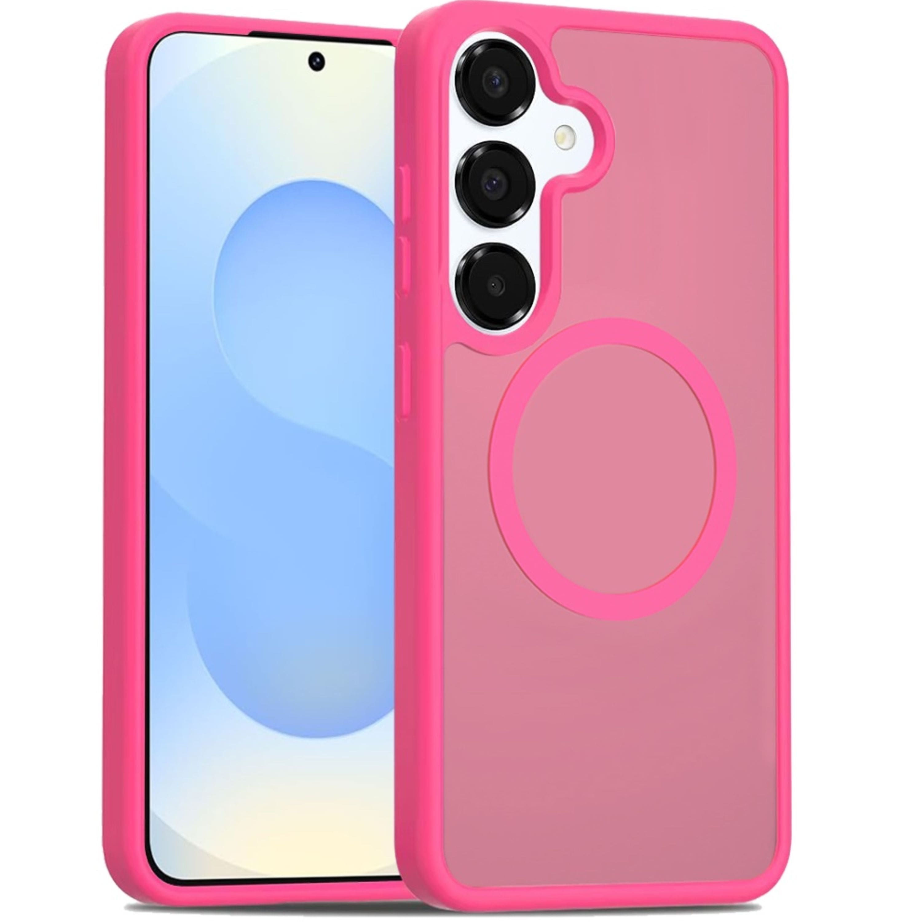 Kitcheniva - Soft Touch Magnetic Circle Translucent Case With Tempered Glass For Samsung S25/S27 - Hot Pink price history on PriceWatchPro