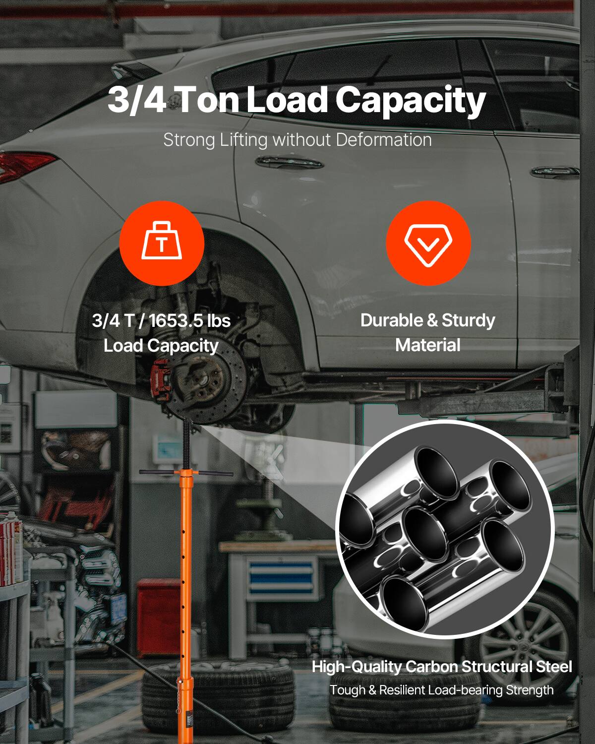 3/4 Ton Load Capacity  
Strong Lifting without Deformation  

3/4 T / 1653.5 lbs Load Capacity  

Durable & Sturdy Material  

High-Quality Carbon Structural Steel  
Tough & Resilient Load-bearing Strength