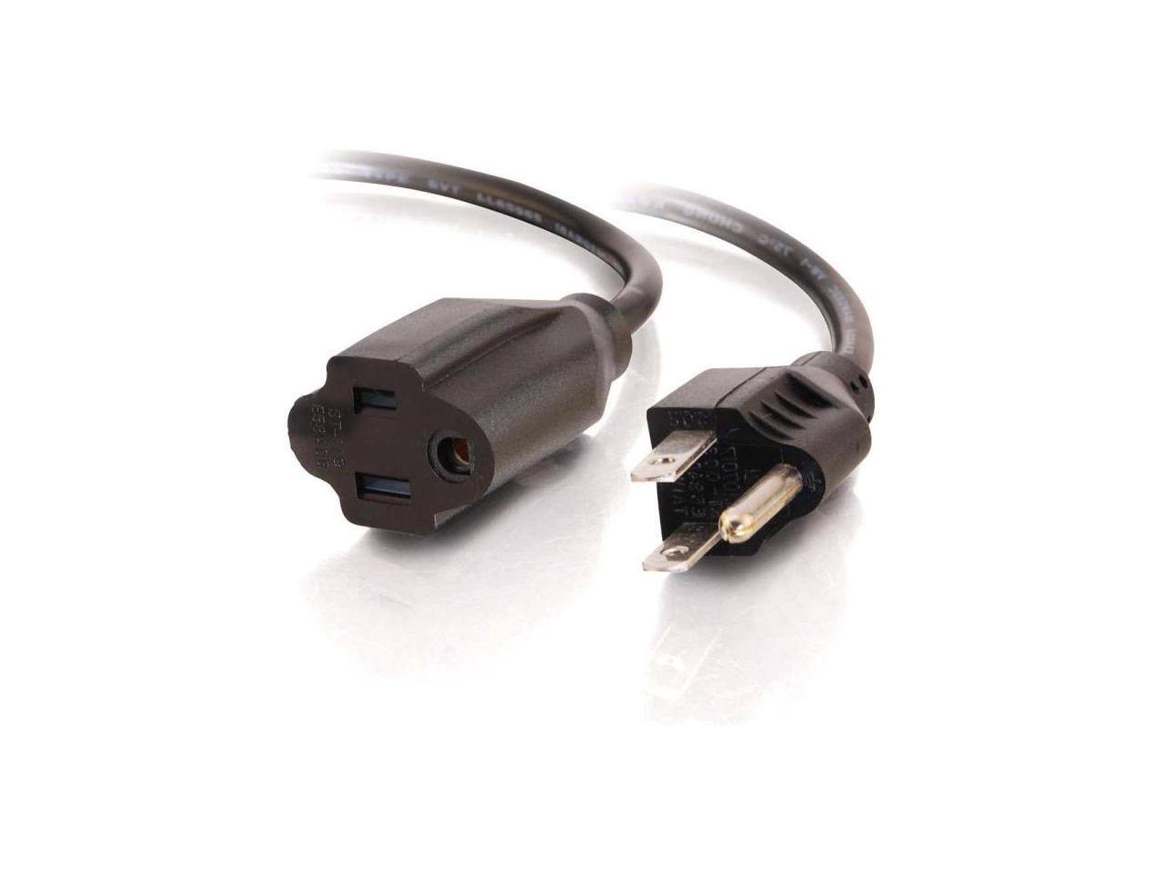 Alt View 5. Cables to Go - C2G 03115 18 AWG Power Extension - NEMA 5-15P to 5-15R, TAA, Black (6 Ft).