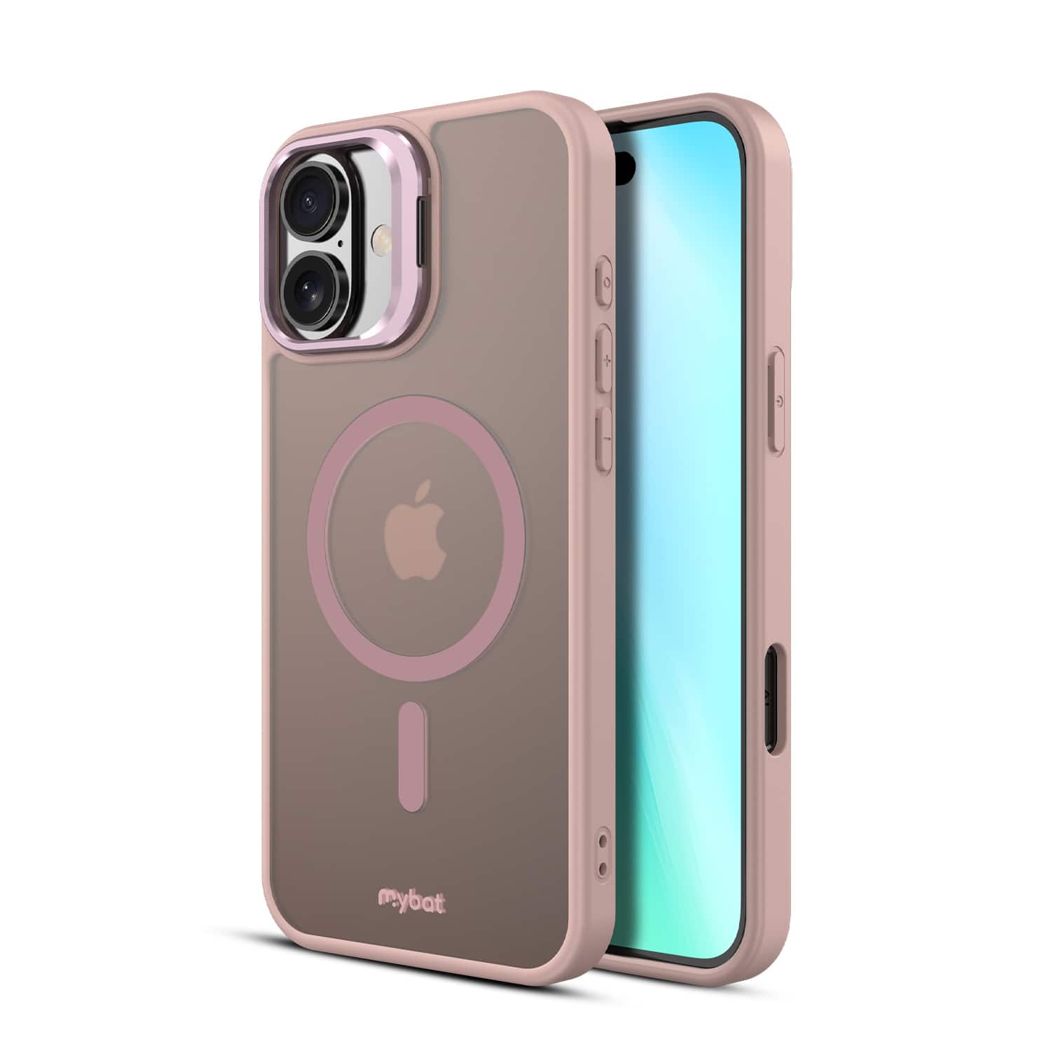 Mybat - InFrame MagSafe Case with Kickstand for Apple iPhone 16 - Pink - Clear/Pink