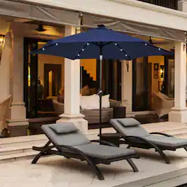 Mondawe - 10 Feet Outdoor Patio Umbrella with Bright Solar LED Lights - Dark Blue