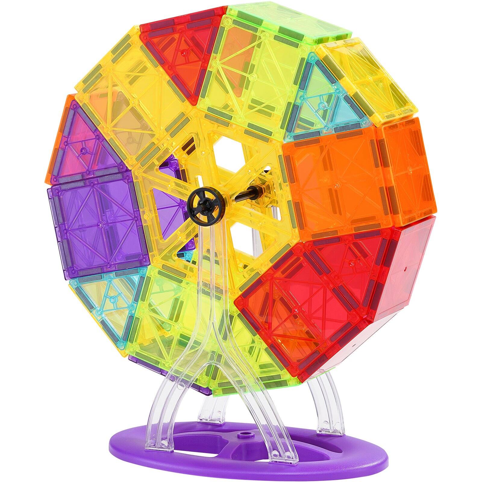 Alt View 8. Glintex - Magnetic Building Tiles 121PCS Magnet Blocks with Car Bases Number Cards STEM Construction Toys Ages 5+.