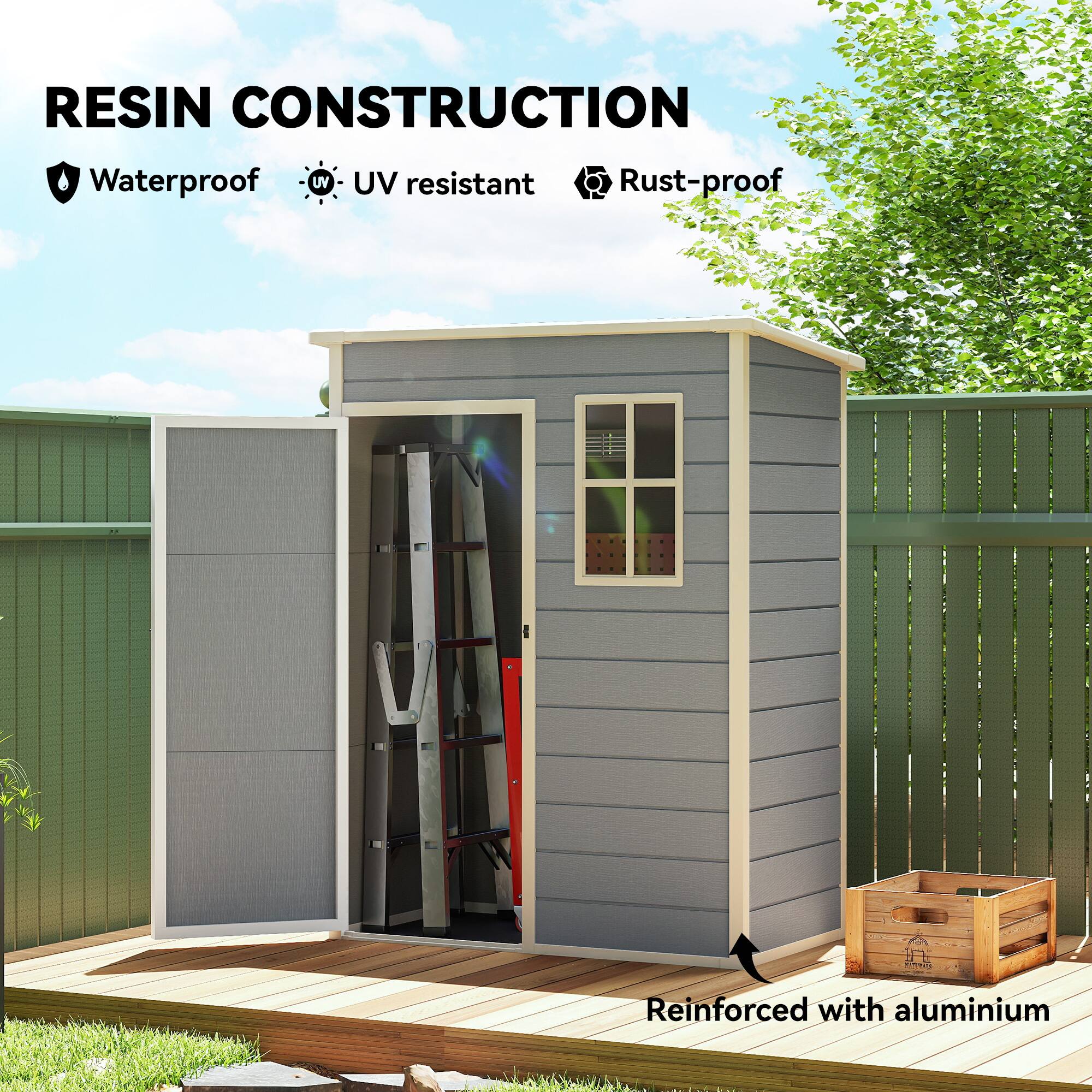 RESIN CONSTRUCTION

- Waterproof
- UV resistant
- Rust-proof

Reinforced with aluminium