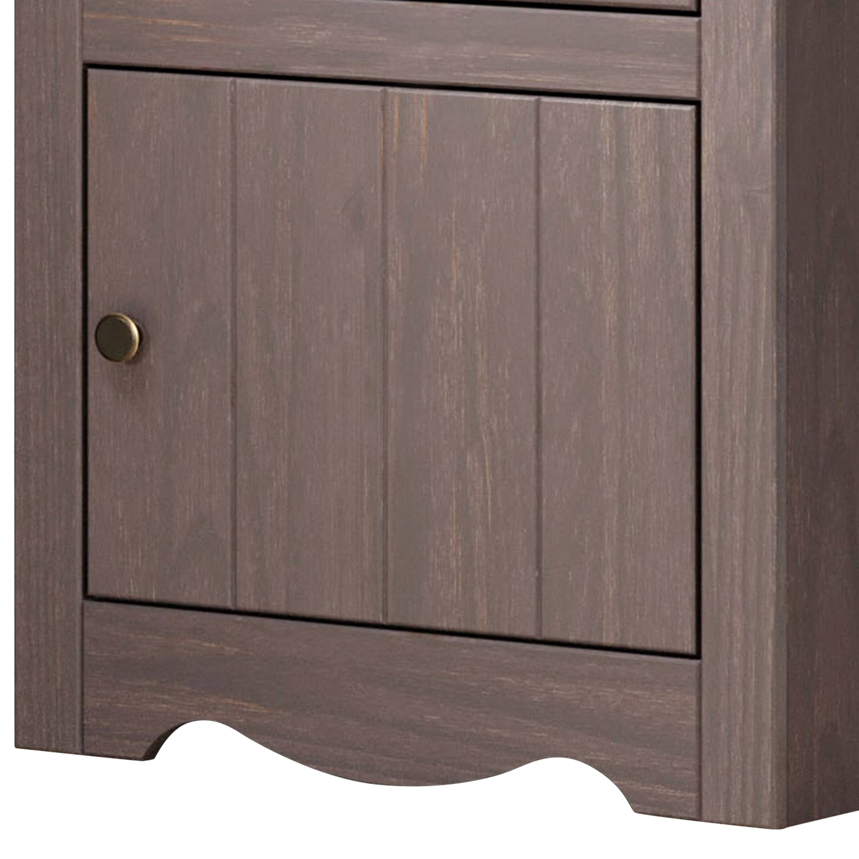 Alt View 2. Manhattan Lane - Stav Nightstand, 1 Drawer and Door, 25 Inch, Plank Style, Solid Wood - Gray, Bronze.