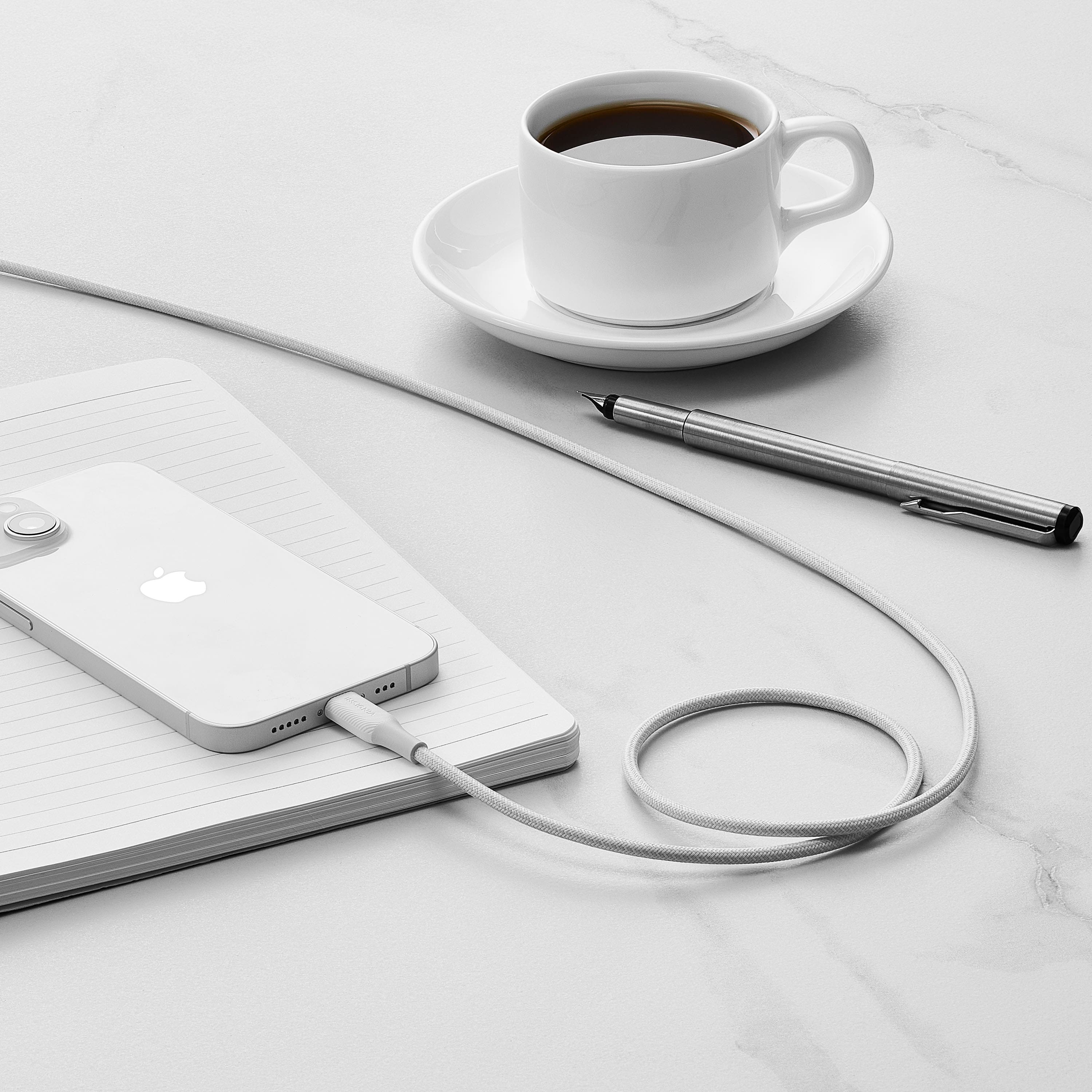 Alt View 13. Insignia™ - 4' Lightning to USB Braided Charge-and-Sync Cable (2 Pack) - Moon Gray.