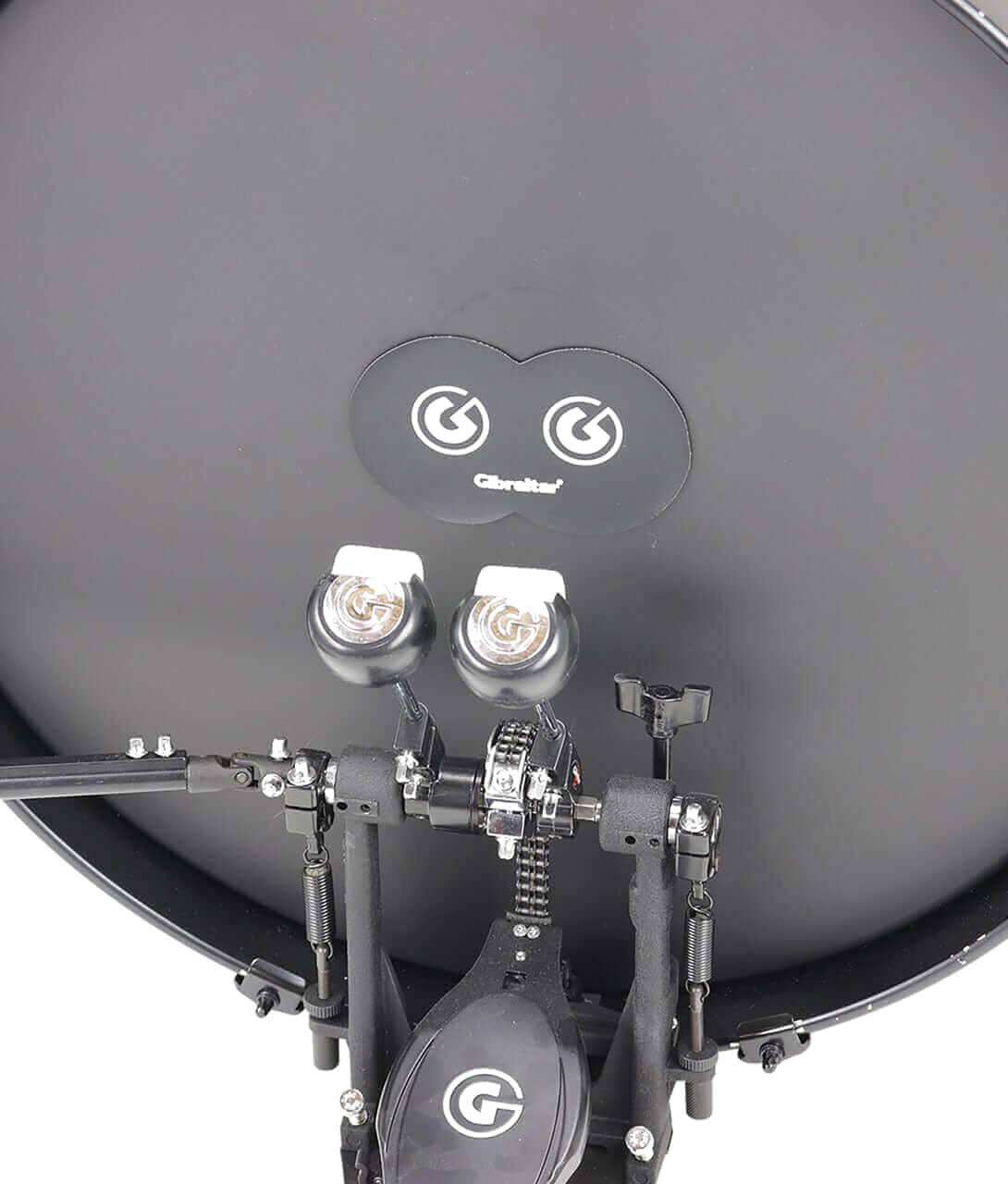 Front. Gibraltar Hardware - Double Bass Drum Impact Patch, Leather-Like Vinyl Pad, Adhesive Kick Head Protector, for Enhanced Beater Response.