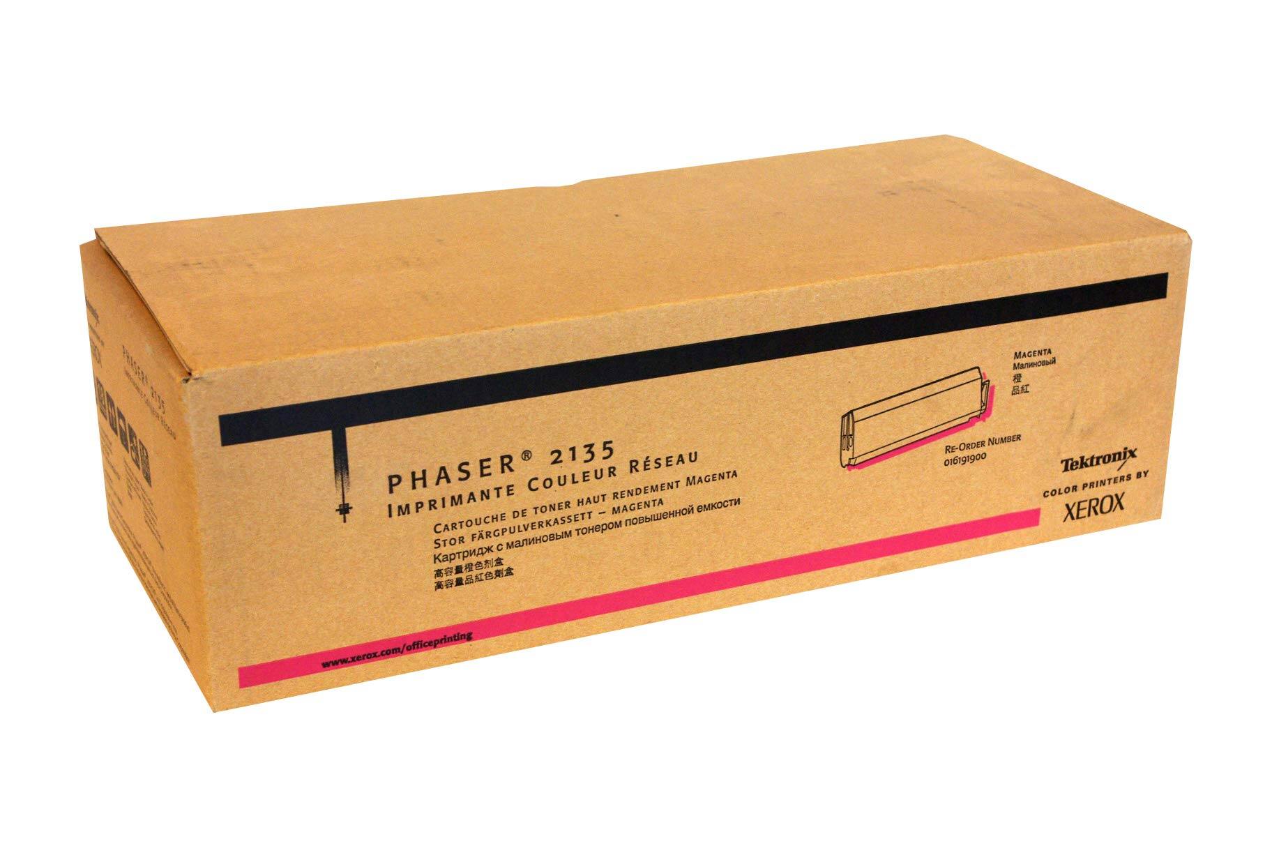 PHASER® 2135  
IMPRIMANTE COULEUR RÉSEAU  
CARTOUCHE DE TONER HAUT RENDEMENT MAGENTA  
STOR FÄRG PULVERKASSETT - MAGENTA  
Картридж с высокой производительностью - MAGENTA  
高容量品红色墨粉盒  

Re-Order Number 016191900  

Tektronix  
COLOR PRINTERS BY XEROX  

www.xerox.com/officeprinting
