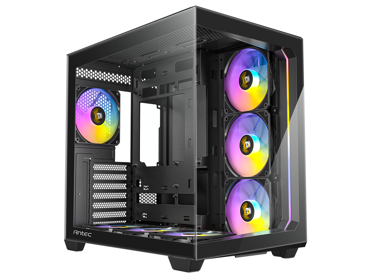 Alt View 1. Antec - Antec C5 ARGB, 7x 120mm ARGB Fans, 10 Fan Support, Type-C 3.2 Gen 2, Tempered Glass, 360mm Radiator, Mid-Tower ATX Case - Black.