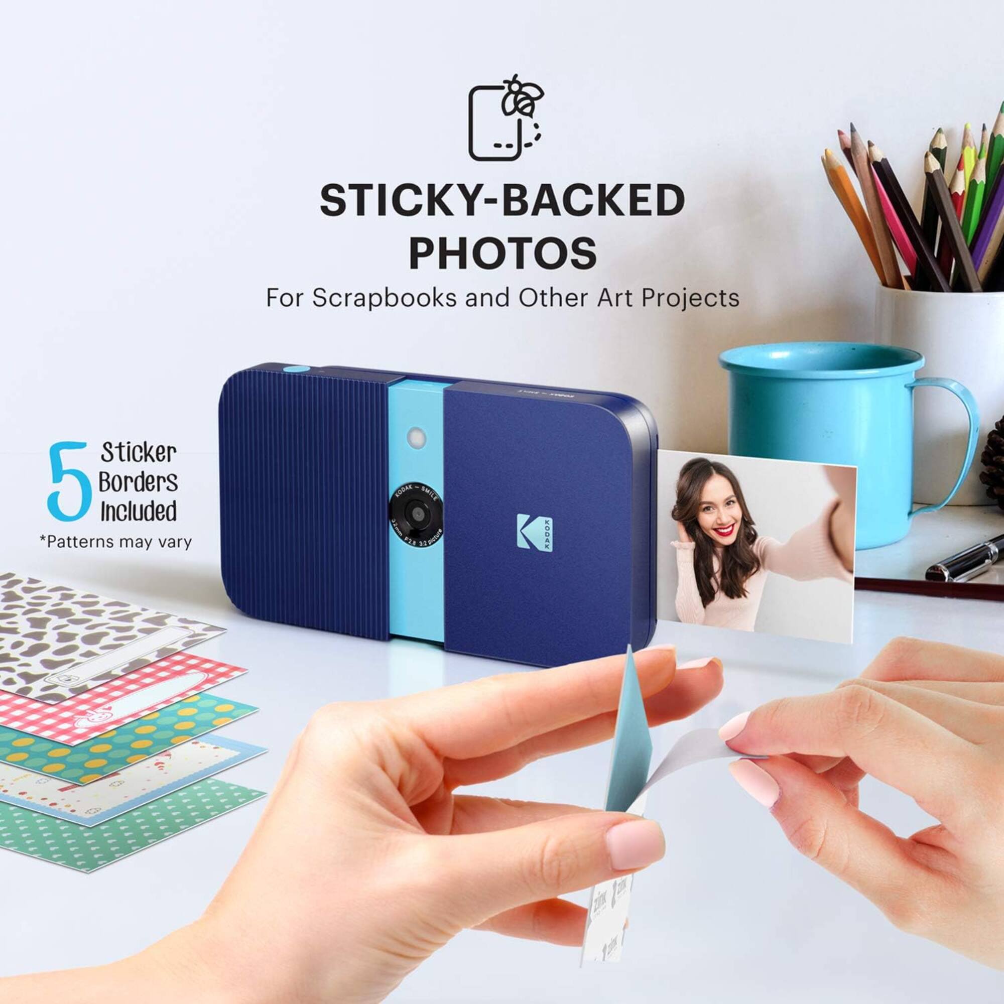 STICKY-BACKED PHOTOS  
For Scrapbooks and Other Art Projects  

Sticker Borders Included  
*Patterns may vary