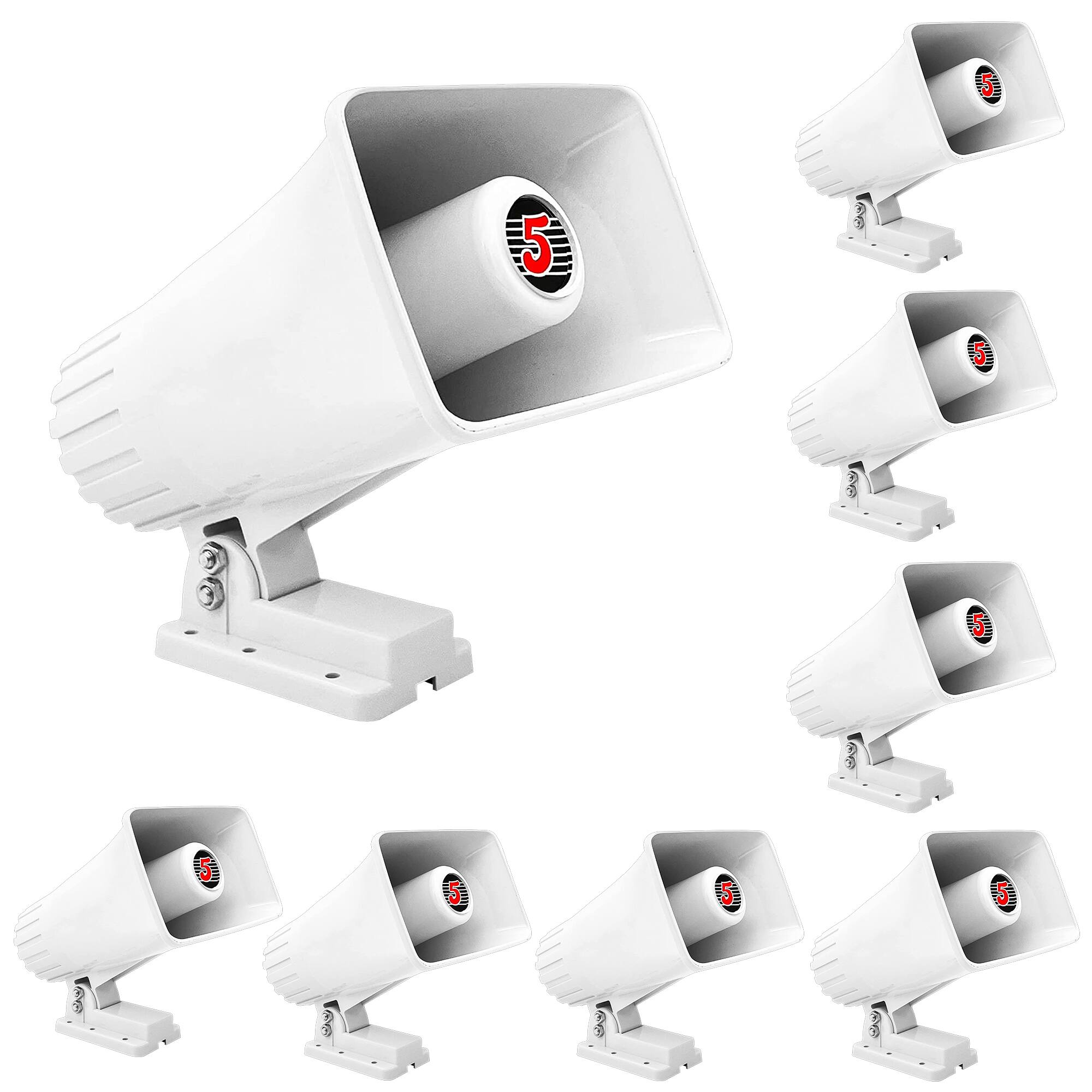 Front. 5 CORE - 5 Core PA Horn Speaker 8Pcs 6 x 4" 50W Loud Audio Outdoor Speakers System 8Ohm Reflex Megaphone.