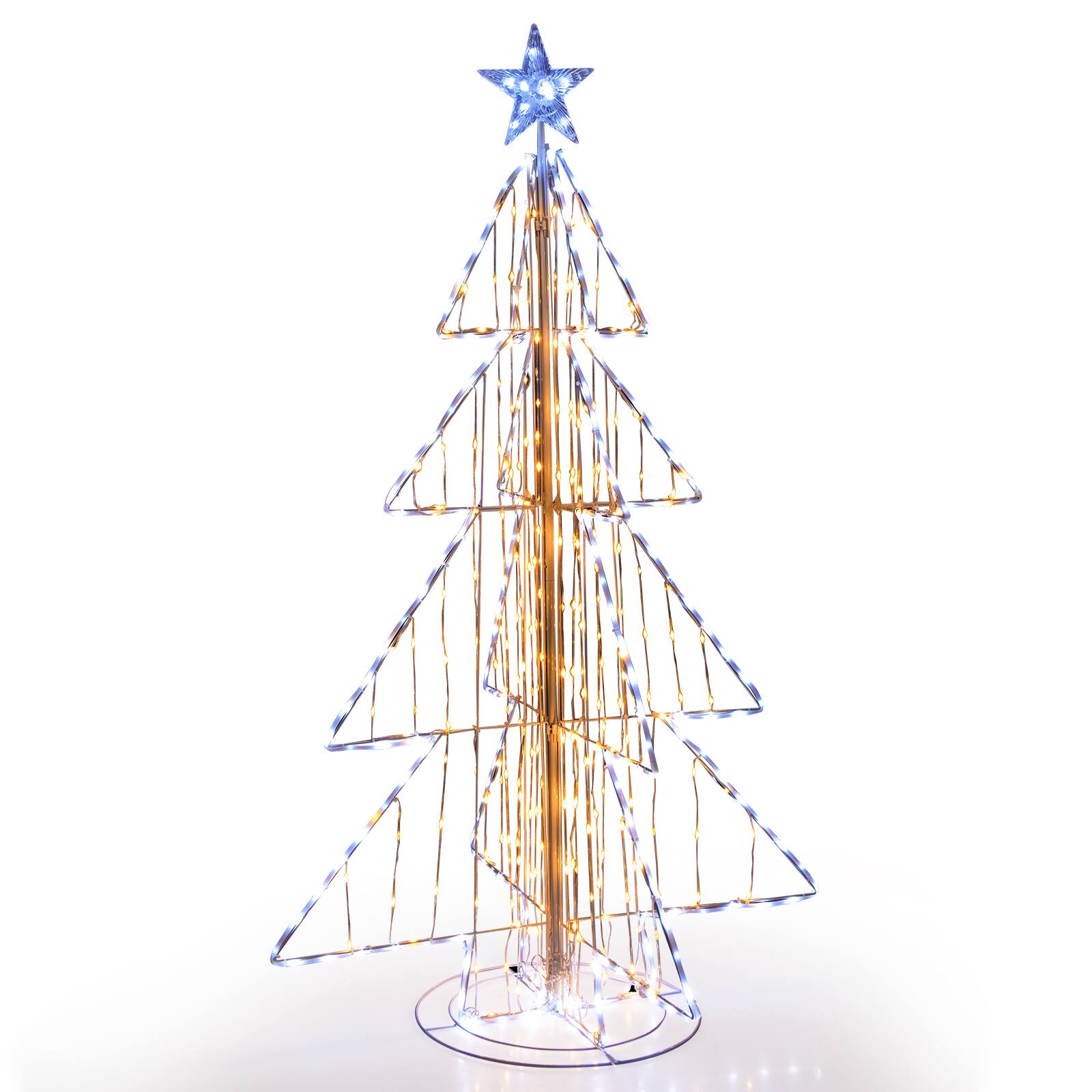 Alt View 9. Gymax - Gymax 5 FT LED Lighted Cone Tree Indoor & Outdoor Xmas Decoration w/ Star Topper & Round Base - White.