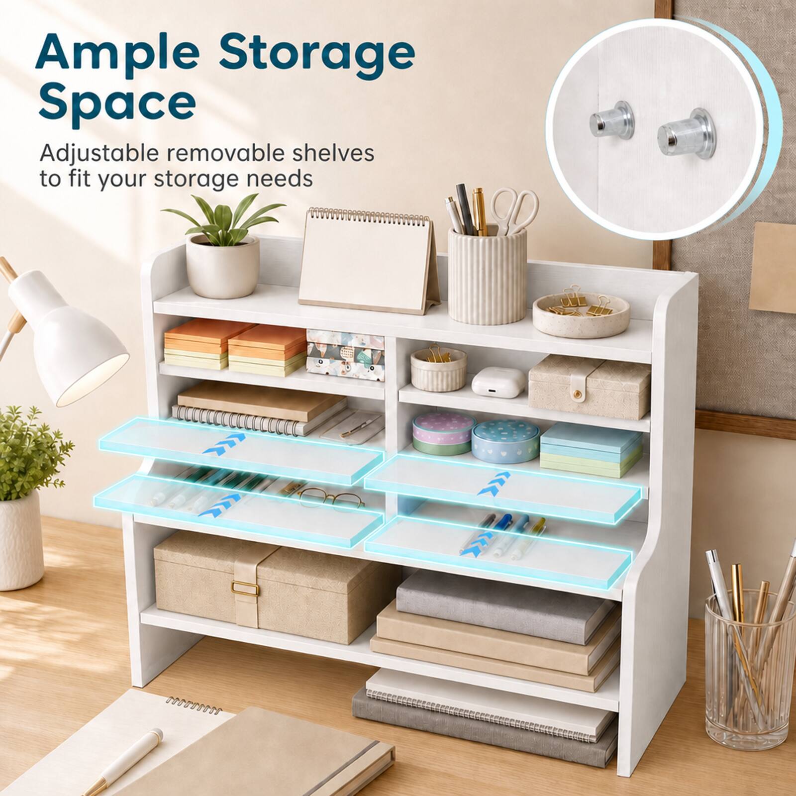 Ample Storage Space  
Adjustable removable shelves to fit your storage needs
