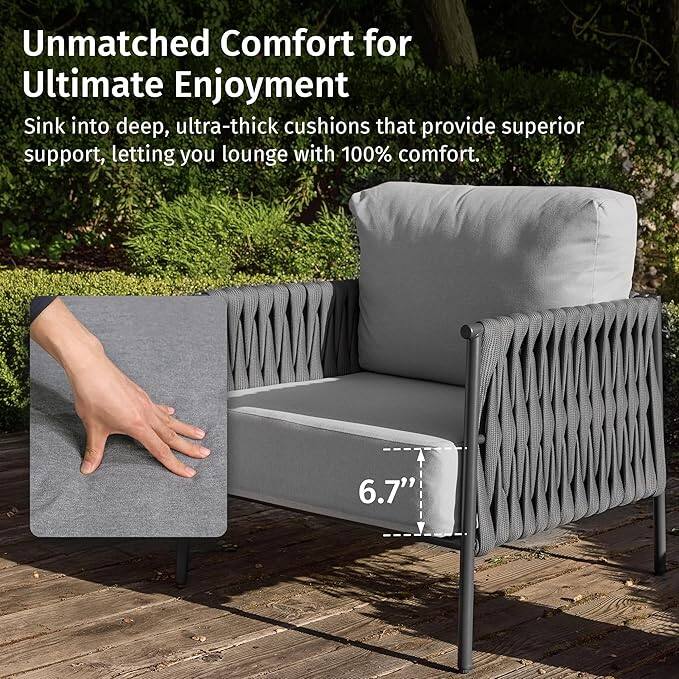 Unmatched Comfort for Ultimate Enjoyment

Sink into deep, ultra-thick cushions that provide superior support, letting you lounge with 100% comfort.

6.7"