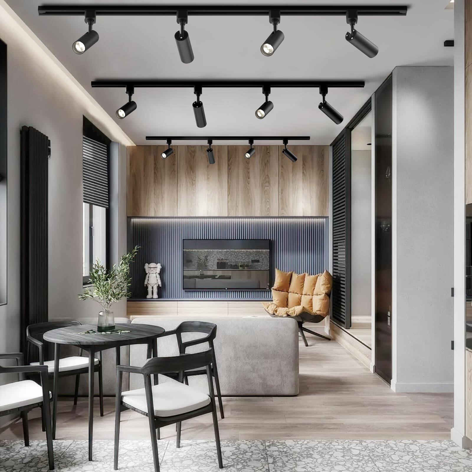 Alt View 2. Dazzed Corner - 3 Pack 10W LED Track Lighting Heads, Dimmable H-Type Track Fixtures - Black.