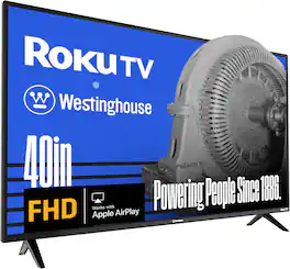Westinghouse - 40" Smart FHD ROKU TV, Wi-Fi, Bluetooth, Flat Screen, Works with Apple AirPlay, Alexa & Google Assistant