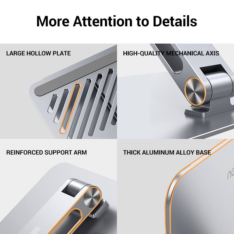 More Attention to Details

- LARGE HOLLOW PLATE
- HIGH-QUALITY MECHANICAL AXIS
- REINFORCED SUPPORT ARM
- THICK ALUMINUM ALLOY BASE