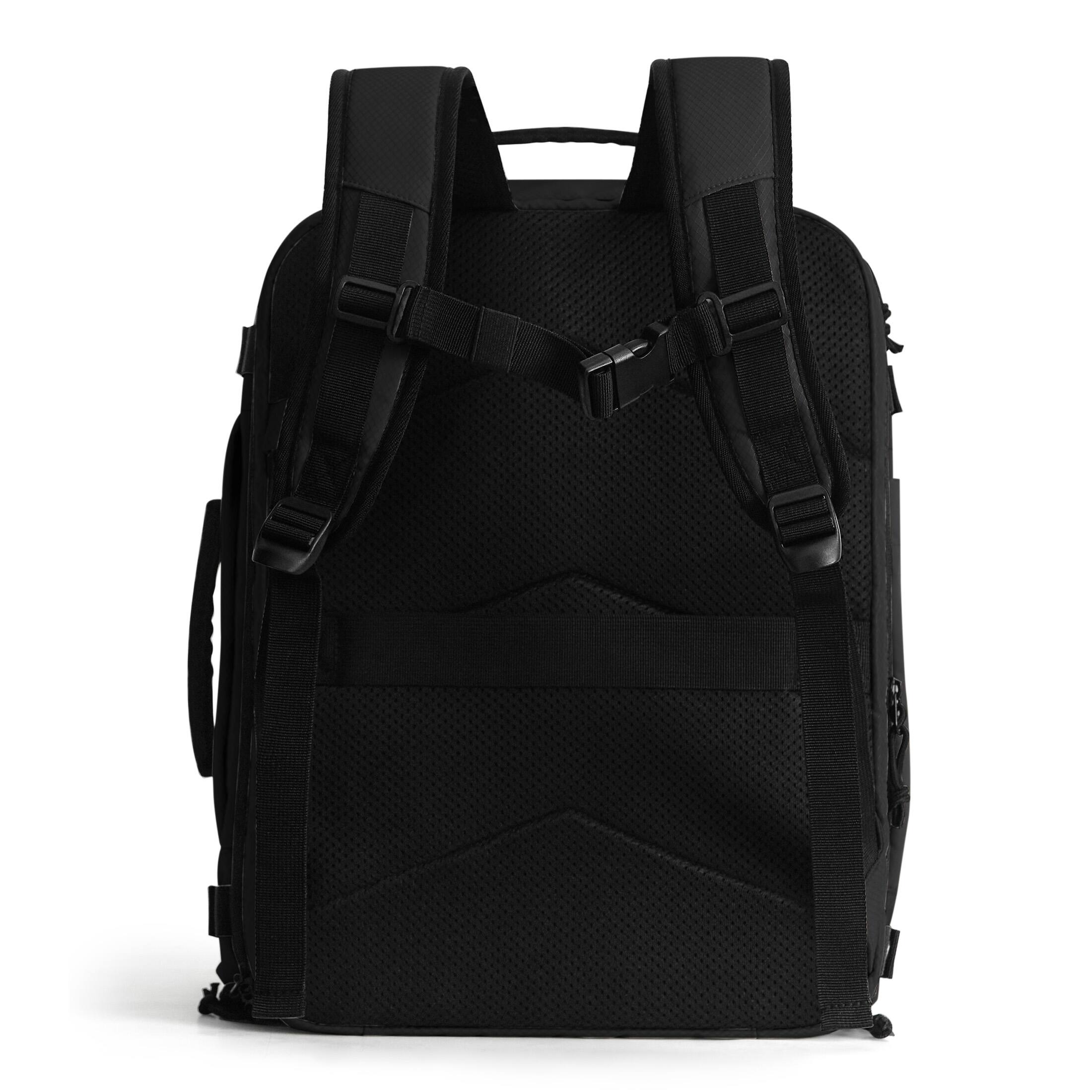 Back. Bagsmart - Blast Pro 38L Travel Backpack, Expandable Carry-On Daypack with Laptop Sleeve for Travel, Business & Commuting - Black.
