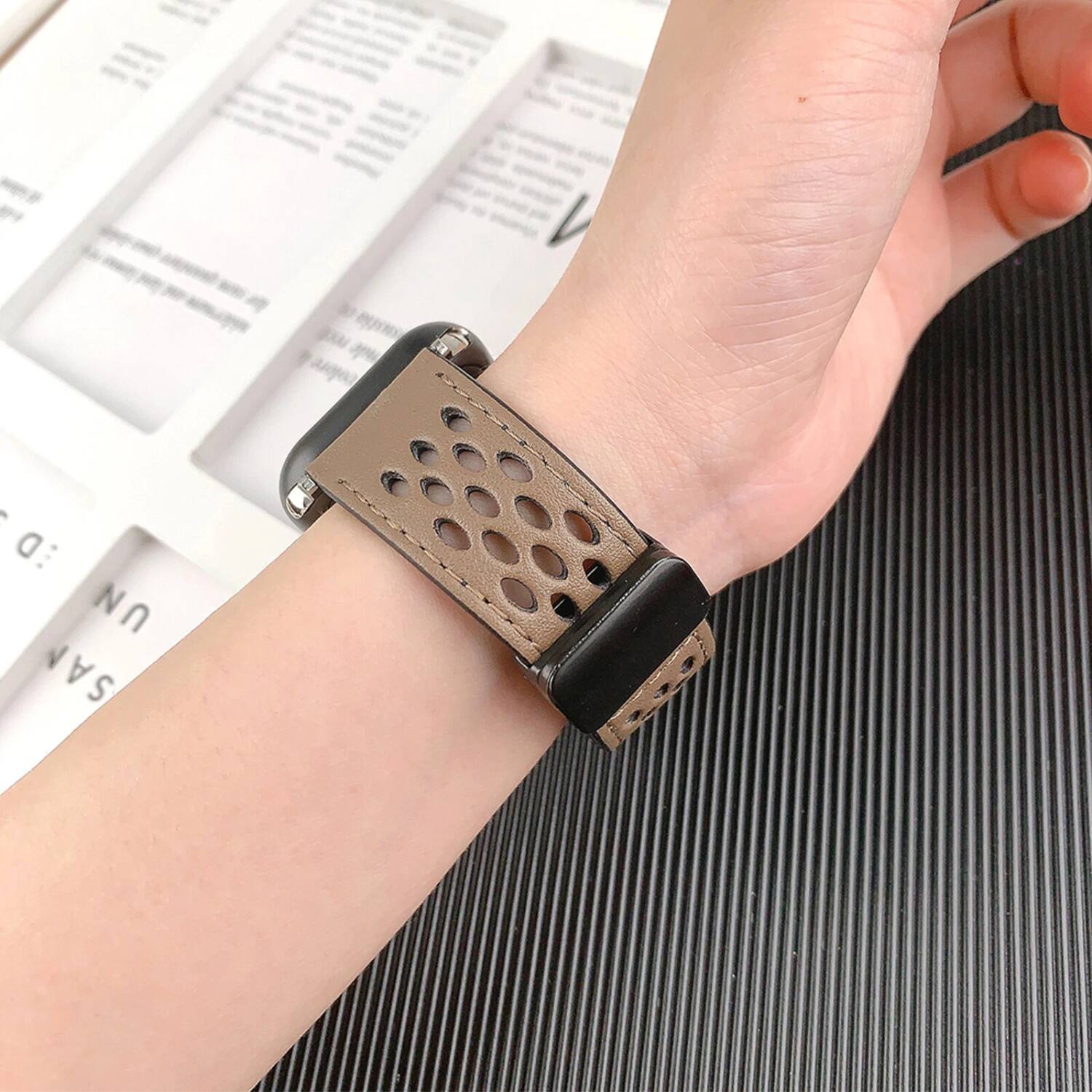 Left. Stock Preferred - Magnetic Sport Band for Samsung Galaxy Watch Ultra 47mm - Brown - Brown.