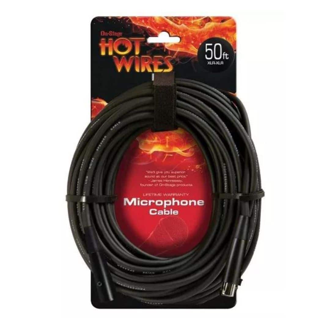 On Stage Stands - Hot Wires 50-Foot XLR-XLR Microphone Cable - Black