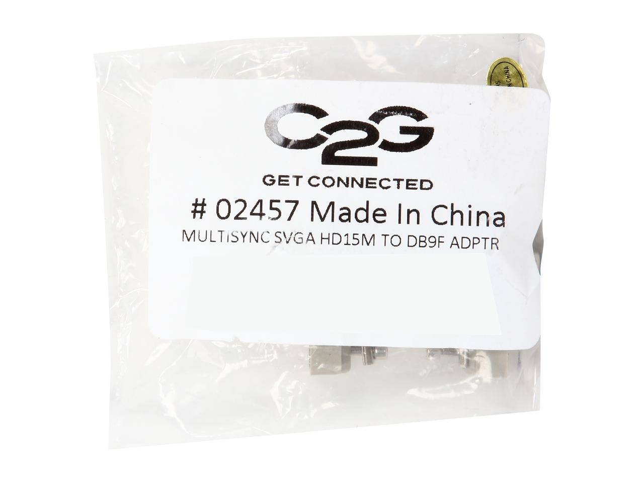 C2G  
GET CONNECTED  
# 02457 Made In China  
MULTISYNC SVGA HD15M TO DB9F ADPTR