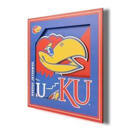 YouTheFan - Kansas Jayhawks 12'' x 12'' 3D Logo Wall Art - Multicolor