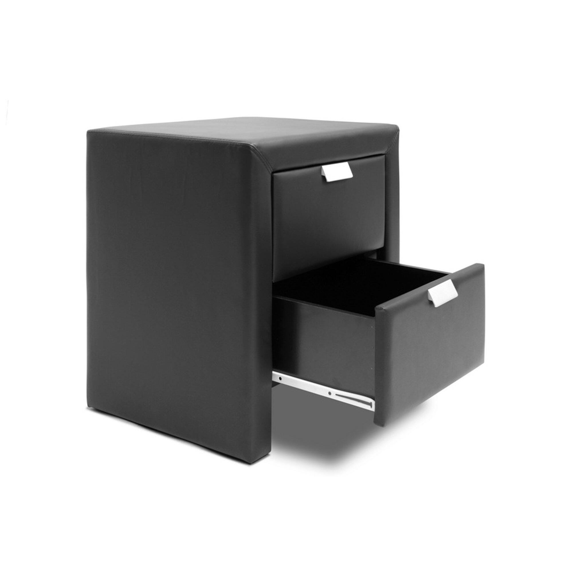 Left. Baxton Studio - Frey Upholstered Modern Nightstand - Black.