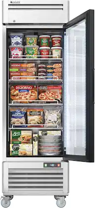 Coolski - 27 in. 21.8 cu. ft. 1-Glass Door Commercial Reach In Display Upright Freezer - Stainless Steel
