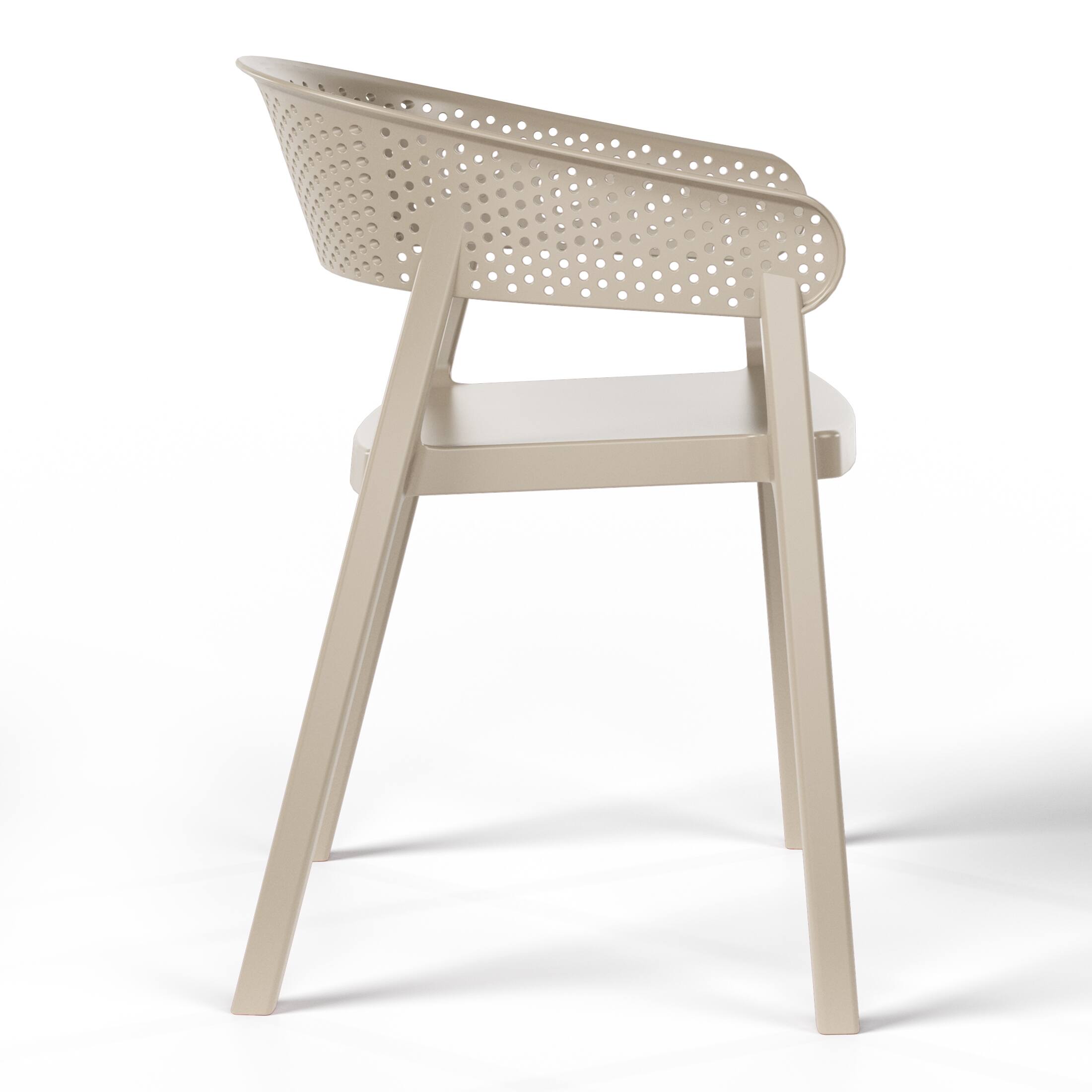 Alt View 1. WestinTrends - WestinTrends Playa 5-Piece Modern Patio Round Dining Table Set with Stackable Patio Dining Chairs - Sand.