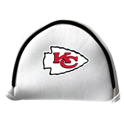 Front. Team Golf - Kansas City Chiefs Mallet Putter Cover - White.