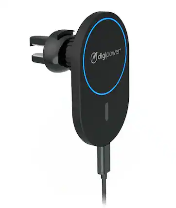 Front. Digipower - Digipower Slim & Magnetic Wireless Charging Phone Mount for Car Vent - Black.