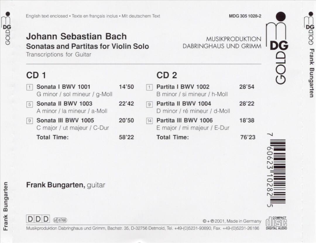 Back. Bach: Sonatas and Partitas for Violin Solo (Transcriptions for Guitar) [CD].