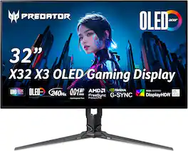 Acer - Refurbished Excellent - Predator X32 X3 31.5" LCD Gaming Monitor 240Hz 3840 x 2160 4K UHD - Black