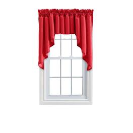 Ellis Curtain - Ellis Stacey 3" Rod Pocket High Quality Fabric Solid Color Window Lined Swag Set 126"x36" - Red