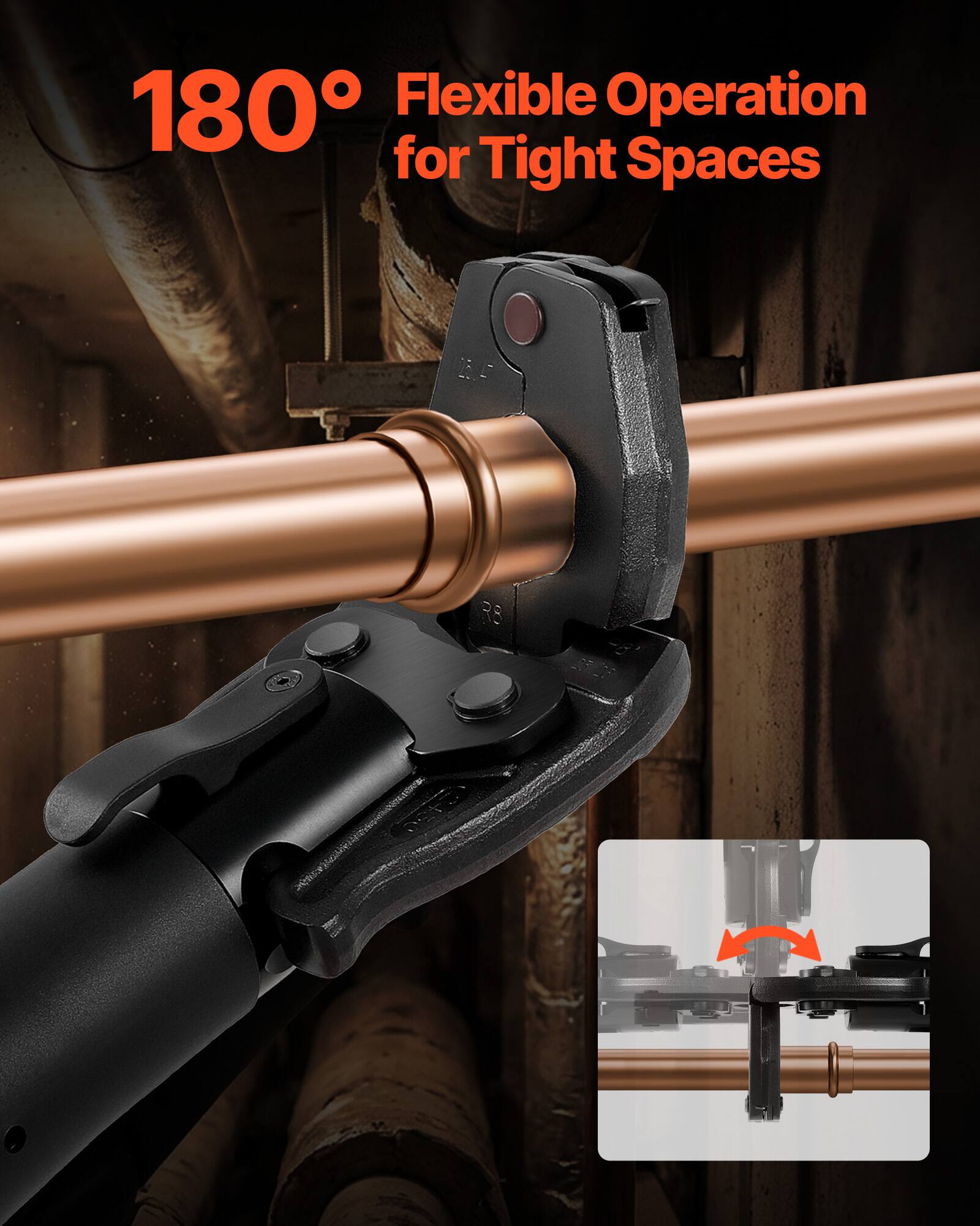180° Flexible Operation for Tight Spaces