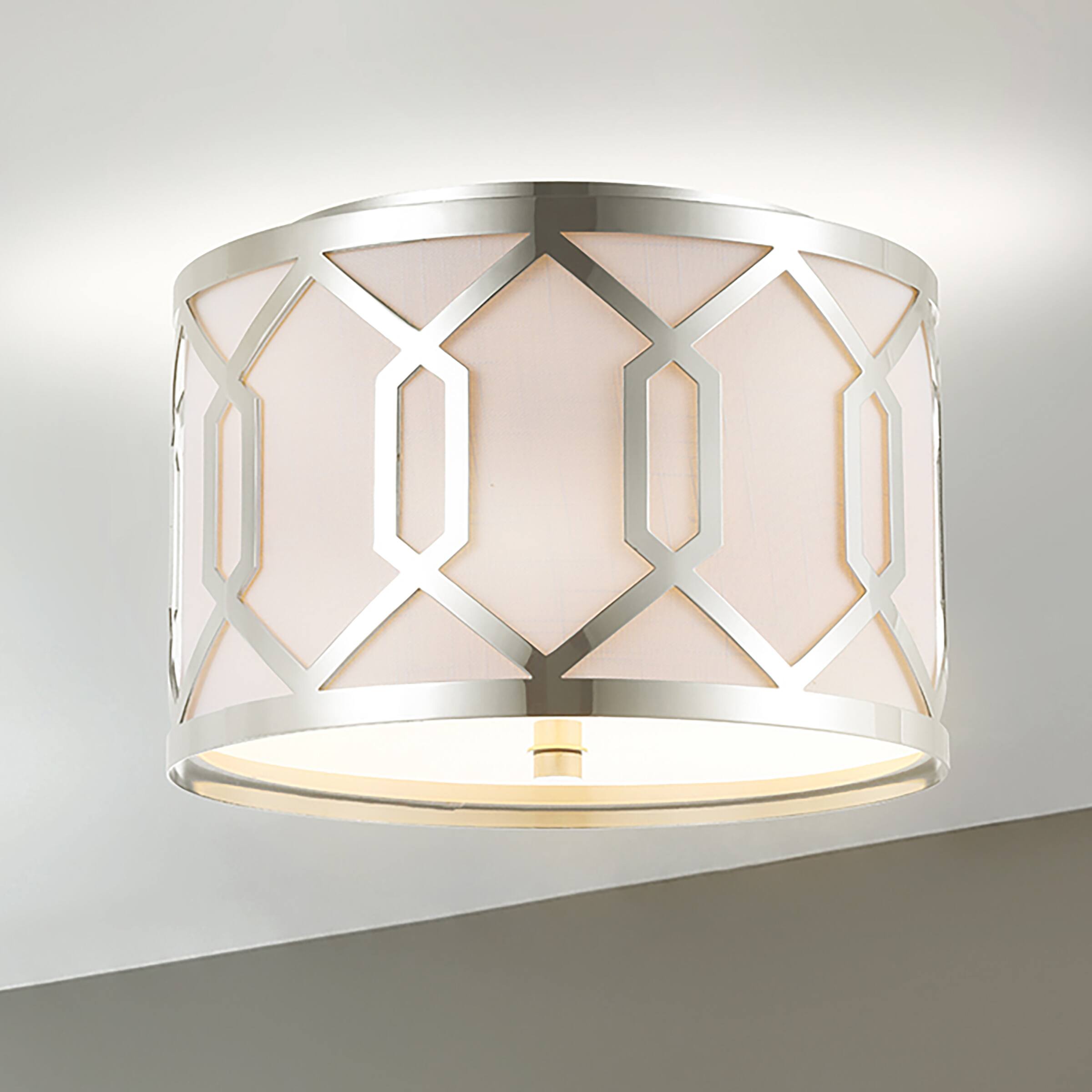 Alt View 1. Jonathan Y - Hex 2-Light 12.5" Metal LED Flush Mount, Chrome - Chrome.