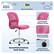 The image features a pink office chair with a mesh back and armrests. The chair is designed to be comfortable and supportive, with a midback design that provides additional lumbar support. The mesh material used for the backrest is breathable, making it suitable for extended periods of use. The chair is also equipped with large diameter 360 swivel casters for easy maneuvering. The product is marketed as "Serta Always Comfortable," emphasizing its focus on comfort and ergonomics.