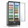 VEVOR - Commercial Merchandiser Refrigerator, 24.9 Cu.Ft / 705L Upright Beverage Cooler, 2 Glass Door Display Refrigerator - Black