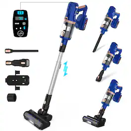 UMLO - V11 Cordless Vacuum Cleaner for Home, 45Kpa 60Mins Runtime Powerful Stick Vacuum with LED Touch Screen, 6 in 1 Lightweig - Blue
